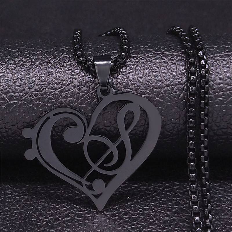 Music Notes Heart Shape Necklace