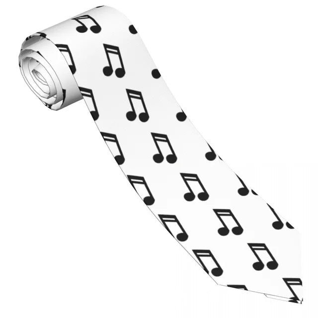 Music Notes Print White Tie