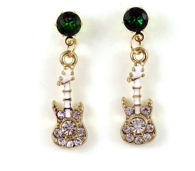 Free - Guitar Rhinestone Stud Earrings