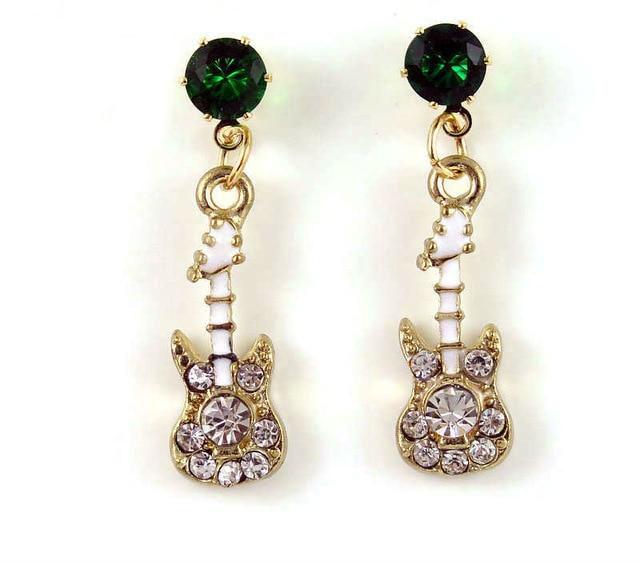 Guitar Rhinestone Stud Earrings