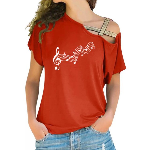 Music Melody Cross Bandage T-shirt