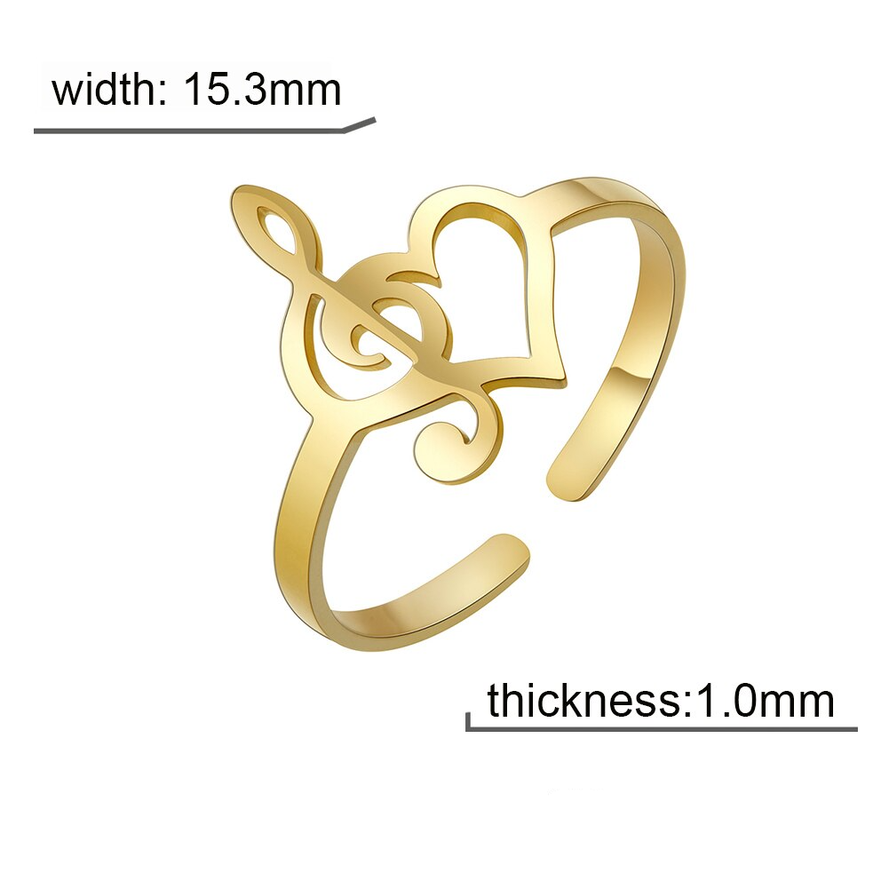 Treble Clef Music Heart Ring