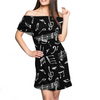 Off-Shoulder Flower Music Notes Dress