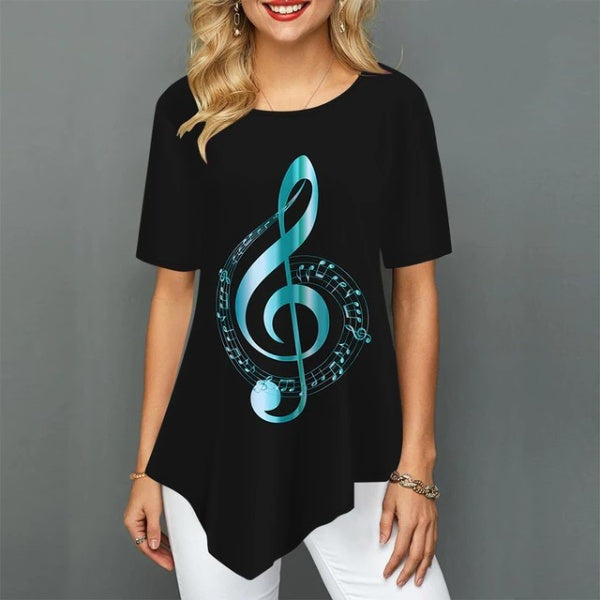 Music Symbol Round Neck Shirt