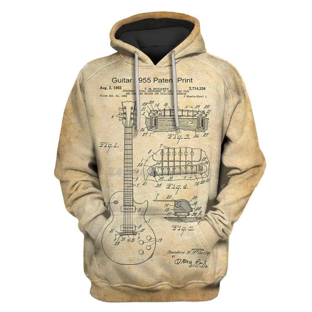 Guitar 1955 Patent Print Hoodie