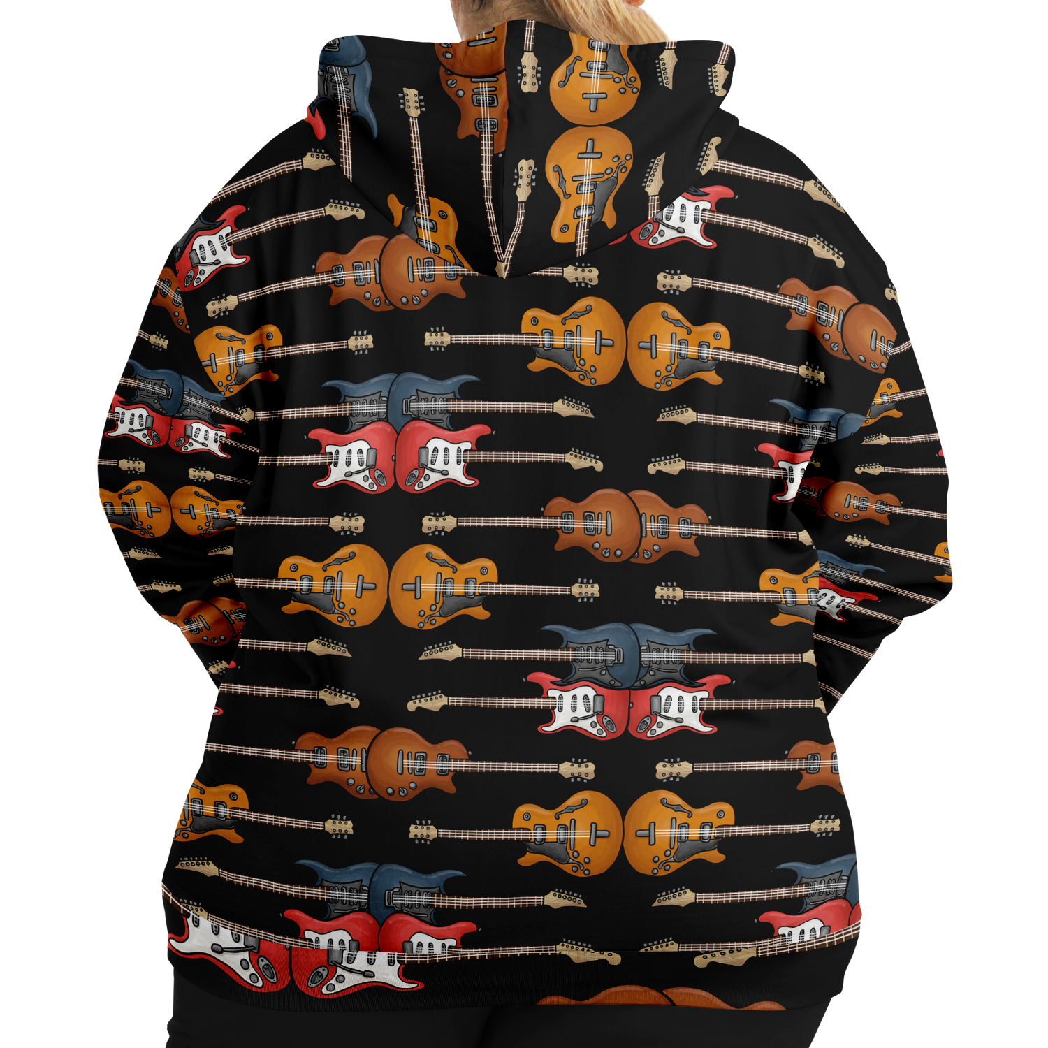 Electric Guitar Plus-Size Zip Hoodie