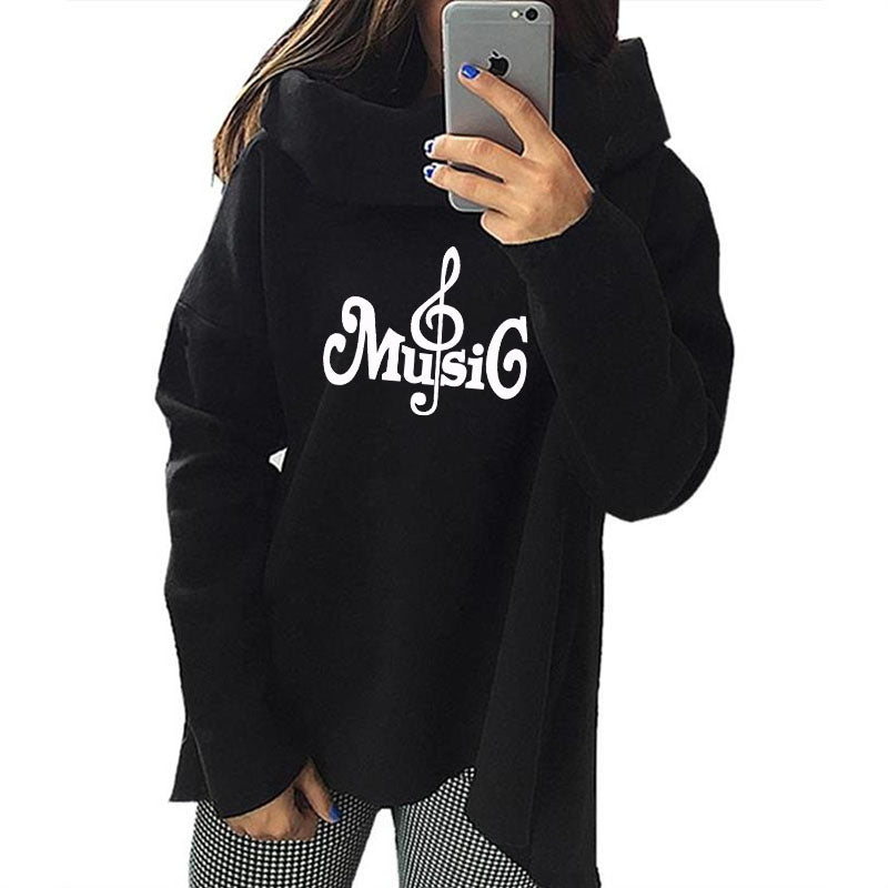 Creative Music Symbol Turtleneck Hoodie