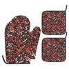 Red Music Notes Oven Mitts