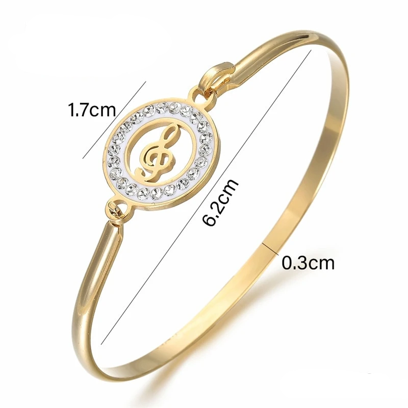 Rhinestone Treble Clef Hollow Bangle