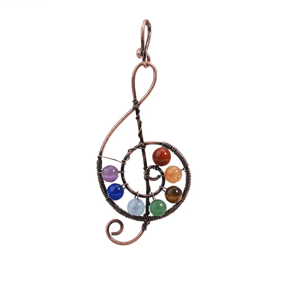 Music Treble Clef 7 Chakra Necklace