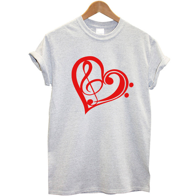 Heart-shaped Music Print T-shirt