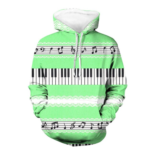 Piano Keyboard Women Loose Hoodie