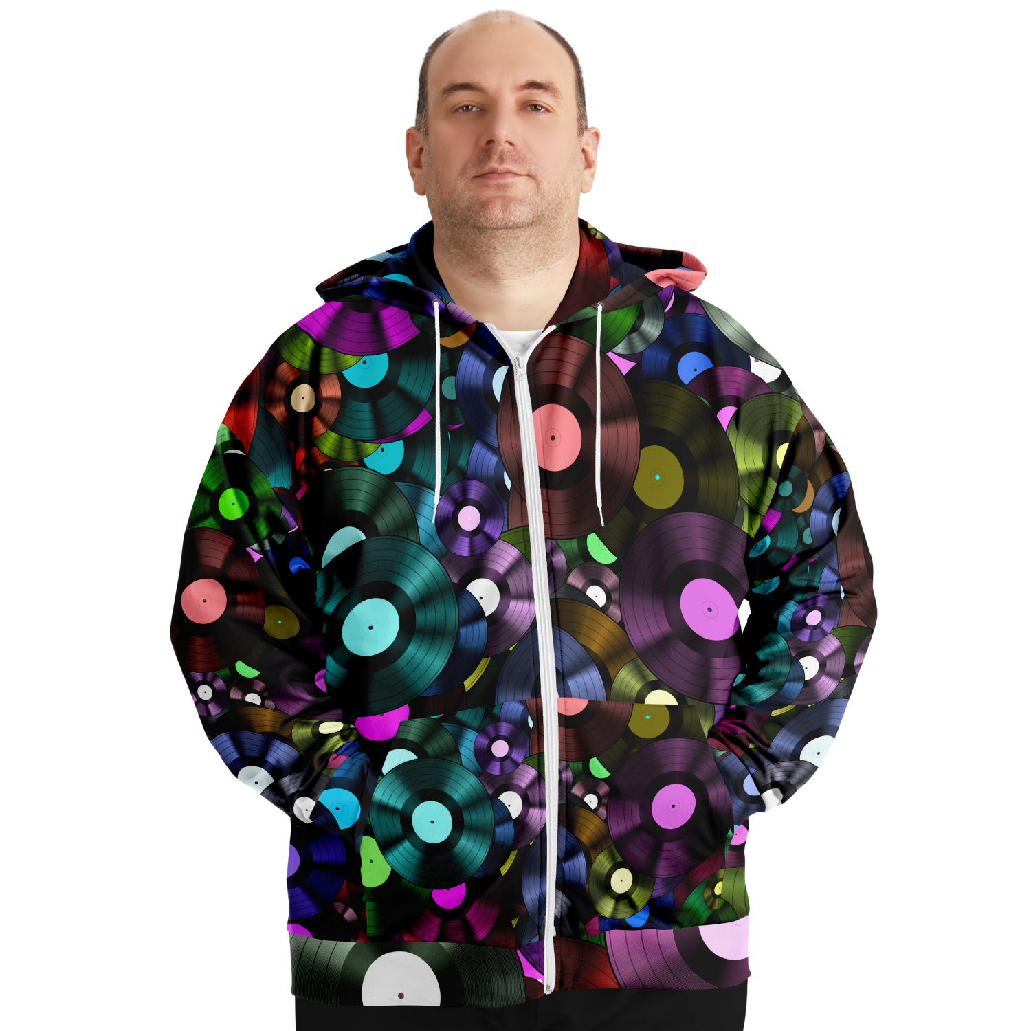 Colorful Vinyl Plus-Size Zip Hoodie - Artistic Pod