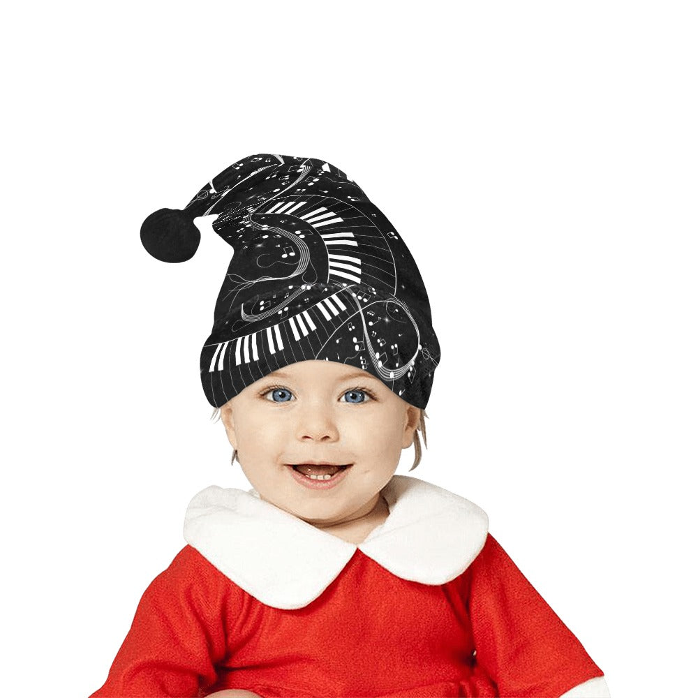 Music Notes Black Santa Hat