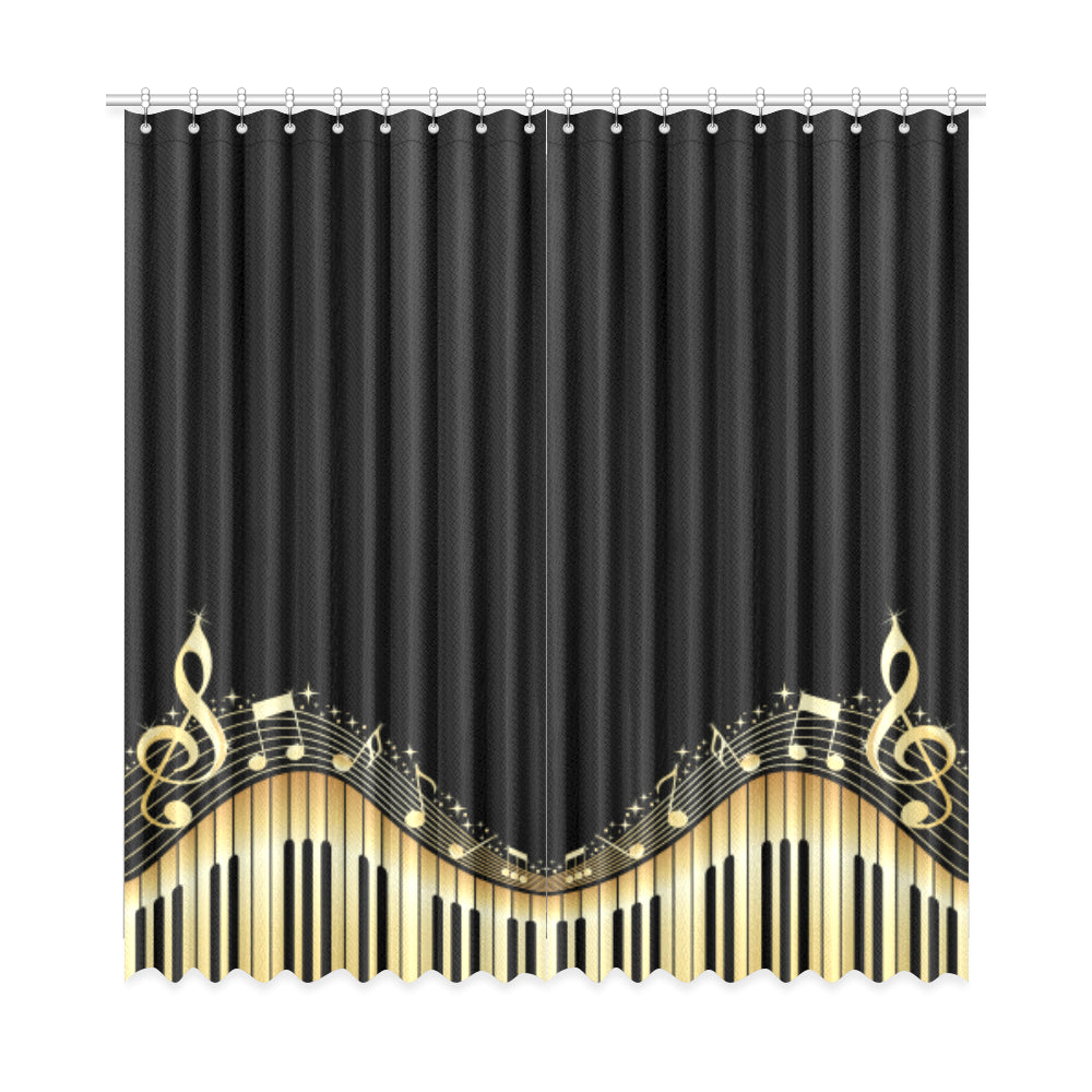 Piano Keys With Musical Notes Window Curtain