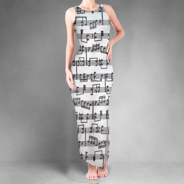 Music Notes Side-Slit Dress