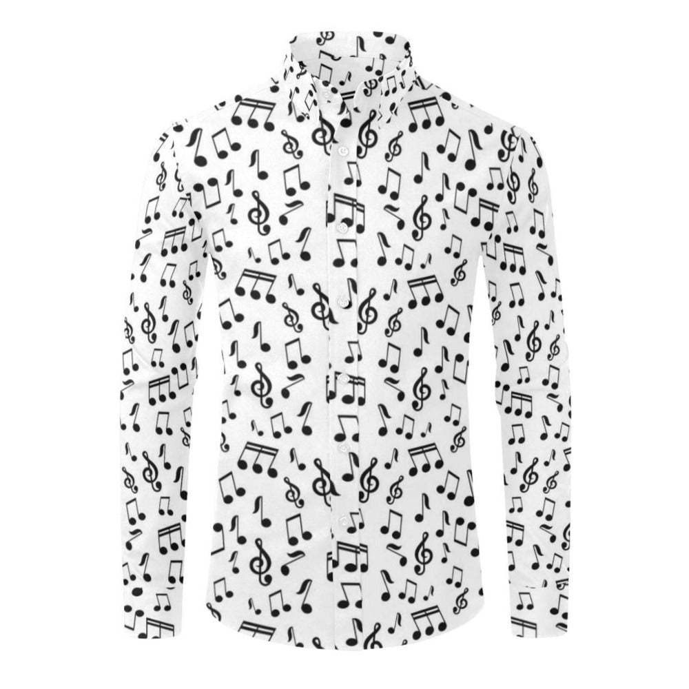 Music Notes Men's Long Sleeve White Shirt