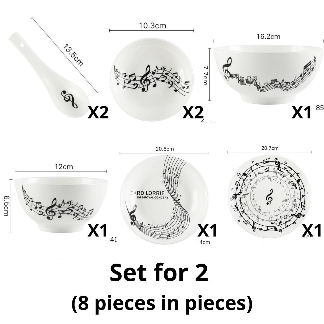 Music Note White Plate & Bowl