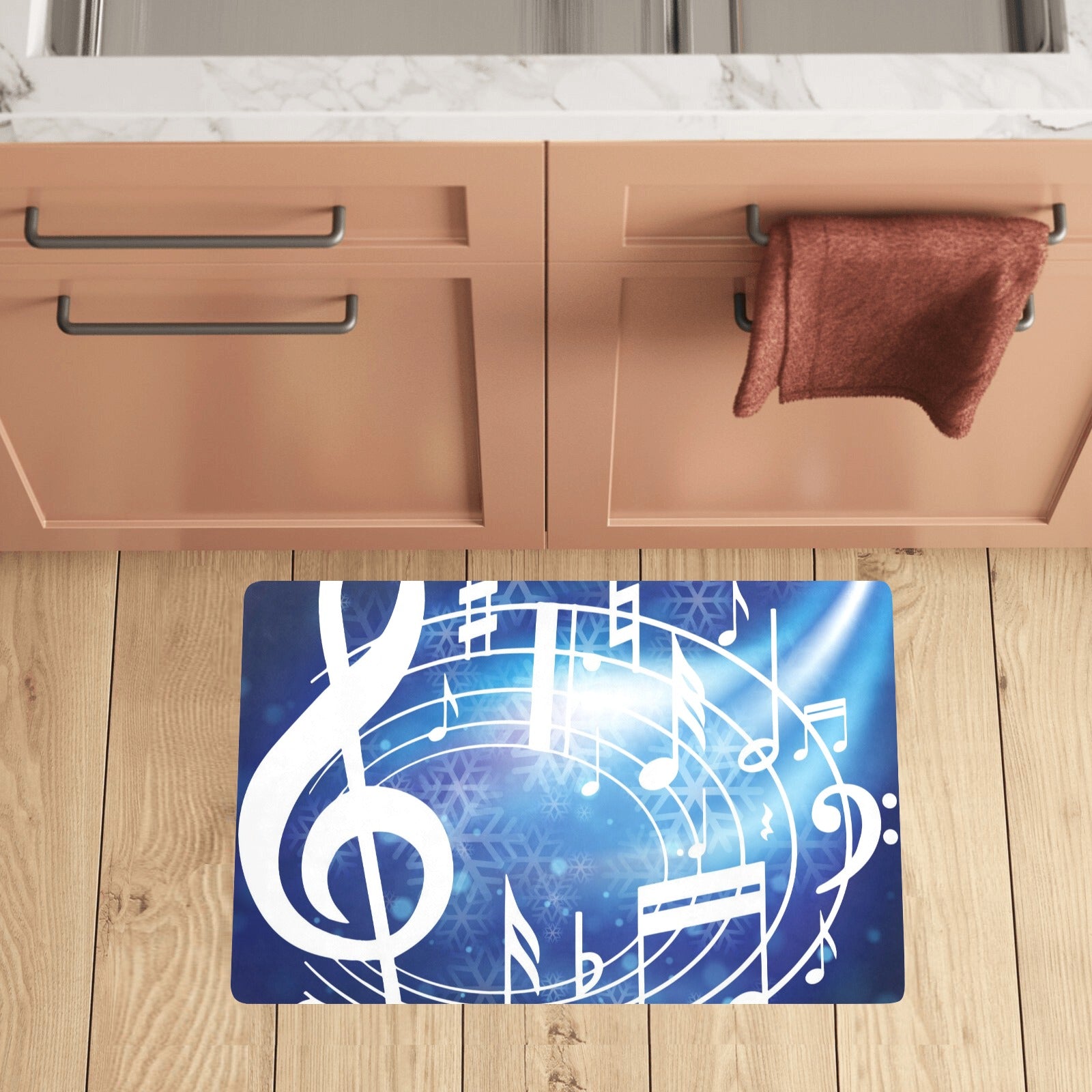 Light Blue Music Kitchen Mat 28"x17"