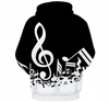 White/ Purple Music Notes Black Hoodie