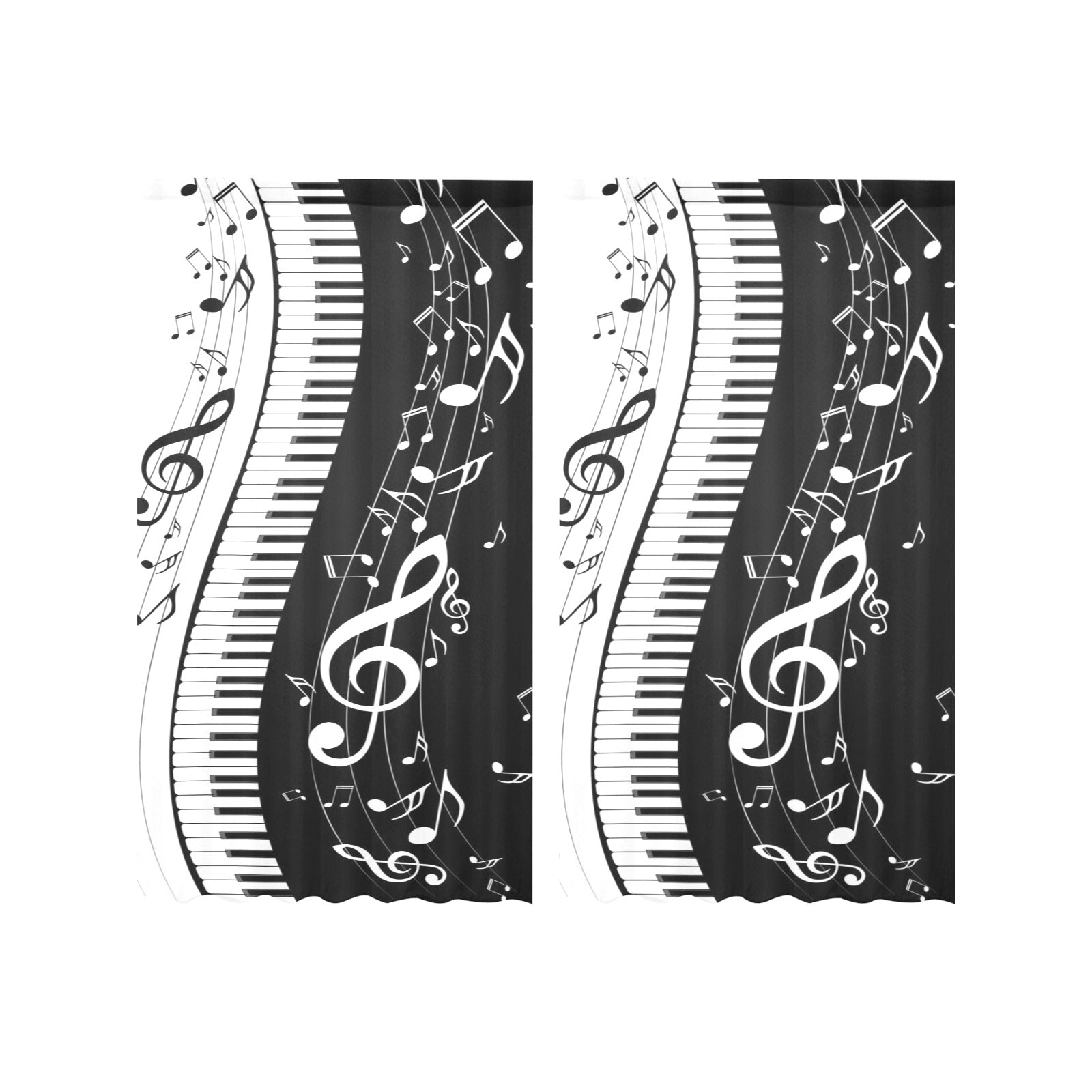 Classic Piano Gauze Curtain 28"x63" (Two Pieces)