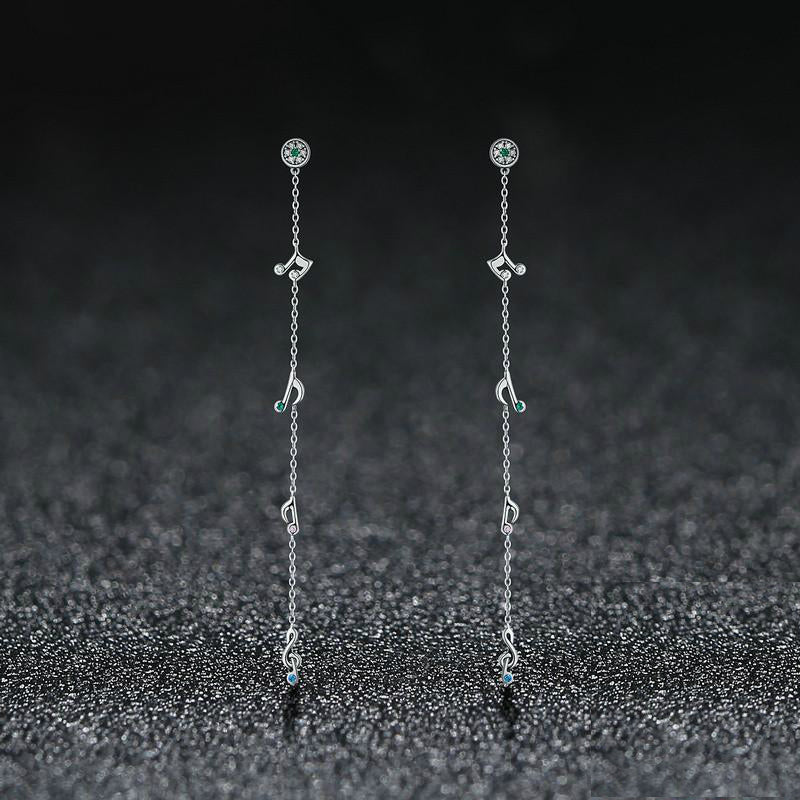 Musical Note Long Drop Earrings