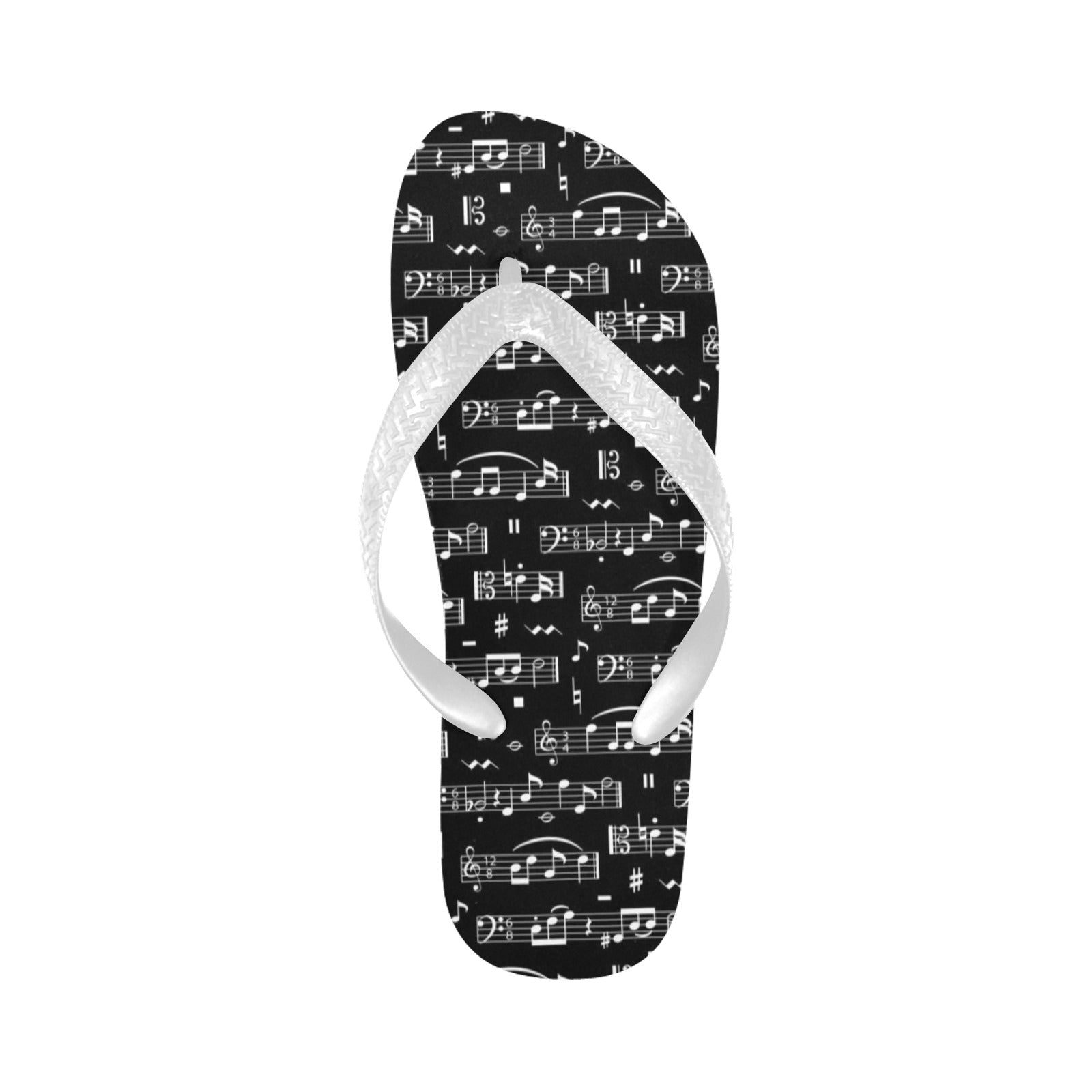 Black Music Notes Flip Flops (Unisex)