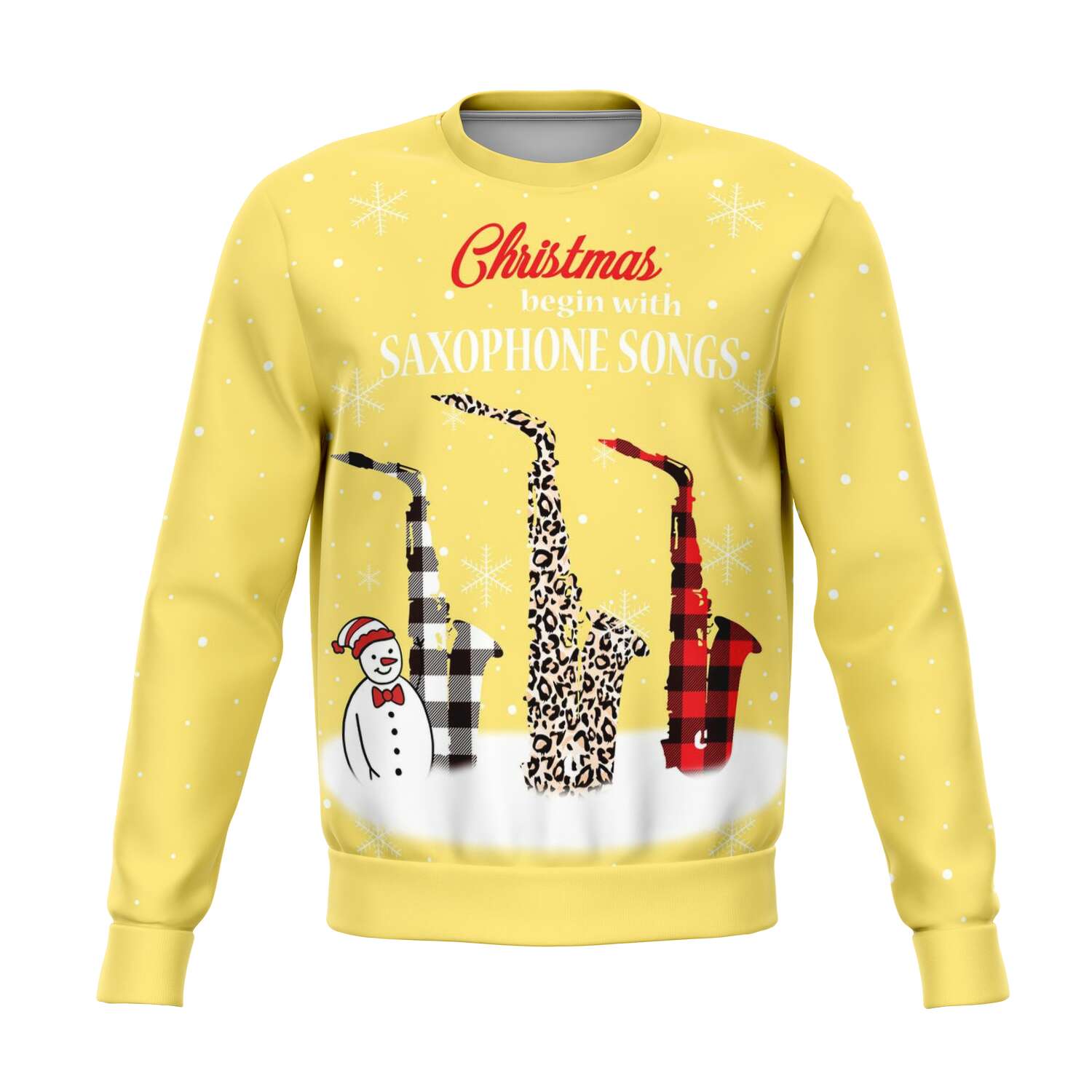 Christmas Begin With Saxophone Songs Yellow Sweatshirt