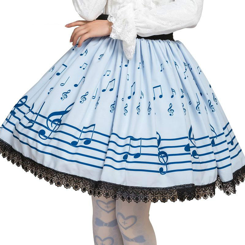 Blue Music Note Short Skirt