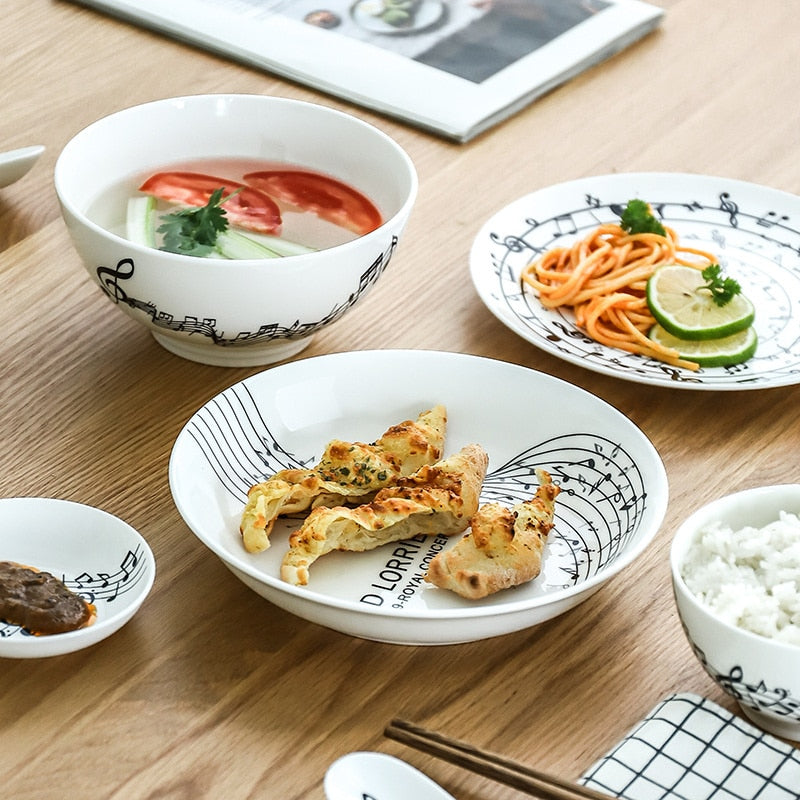 Music Note White Plate & Bowl