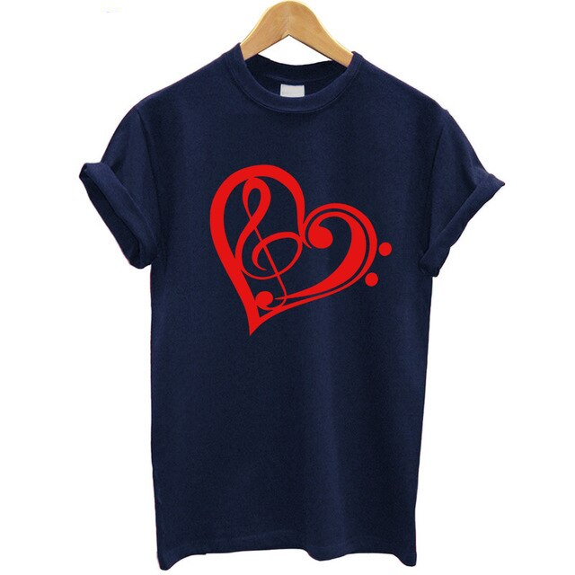 Heart-shaped Music Print T-shirt