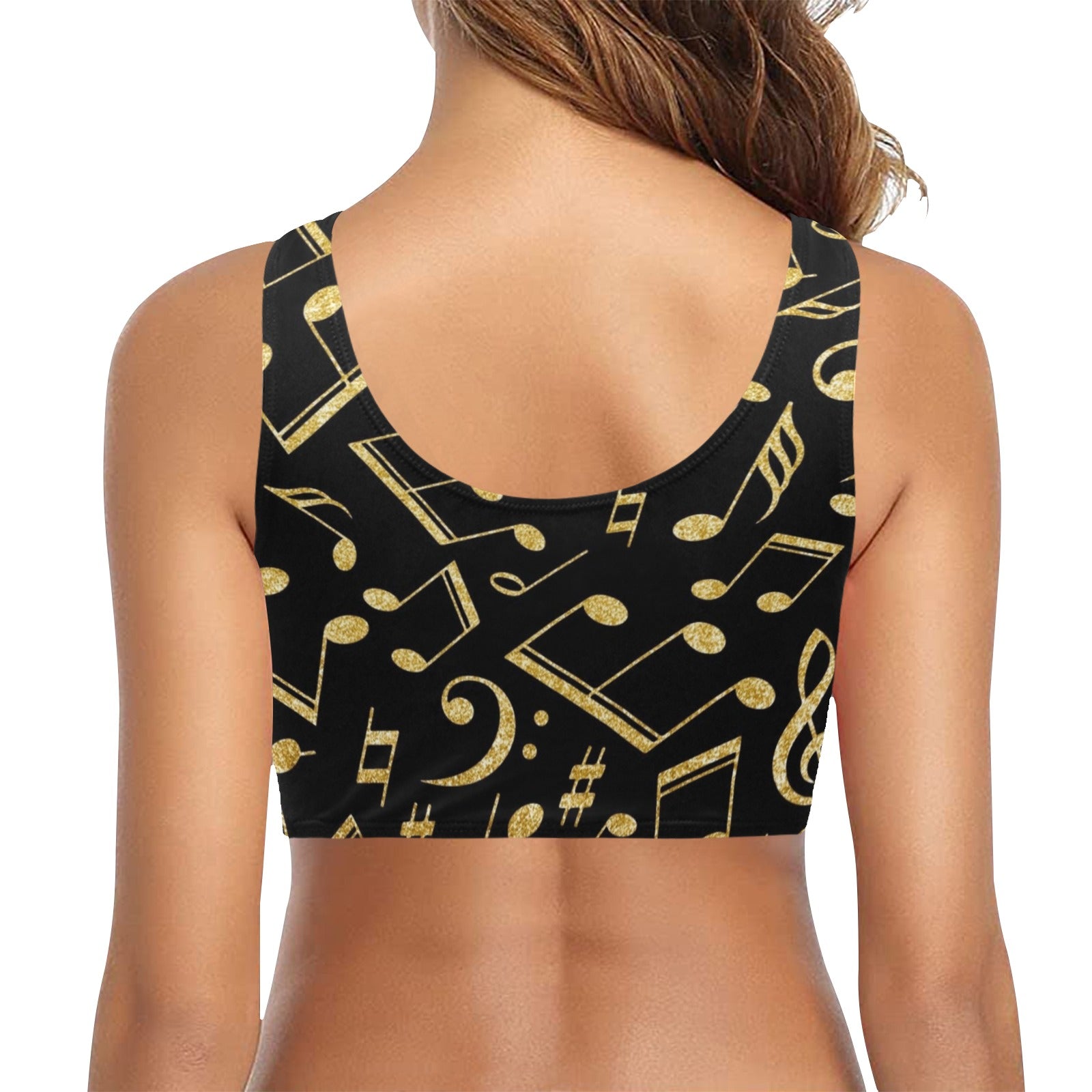Music Notes Black Bikini Top