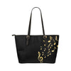 Gold Music Notes Leather Tote Bag