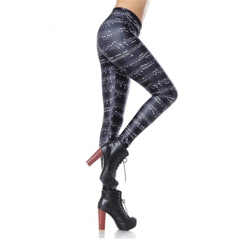 High Waist Music Note Sheet Leggings - Artistic Pod