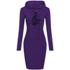 Treble Clef Music Print Hooded Dress