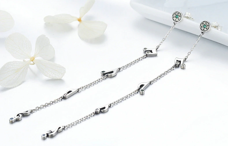 Musical Note Long Chain Earrings