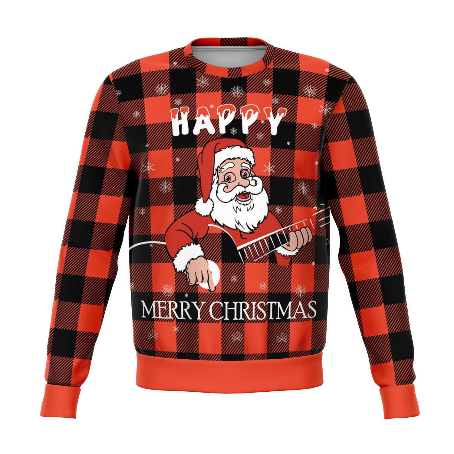 Santa Claus Playing Guitar Orange Sweatshirt