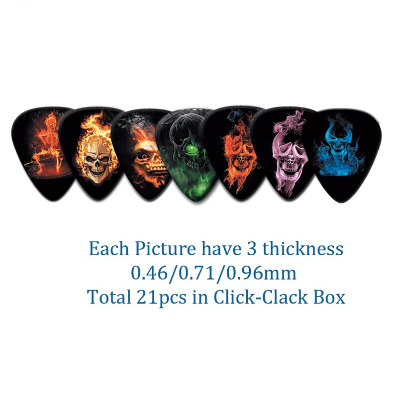 Flame Skull Black Guitar Picks Set