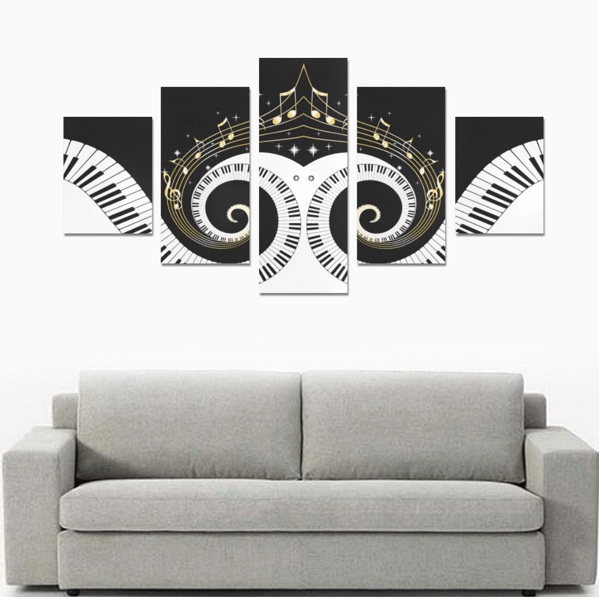 Piano Keys Art Musical Notes Canvas Wall Art