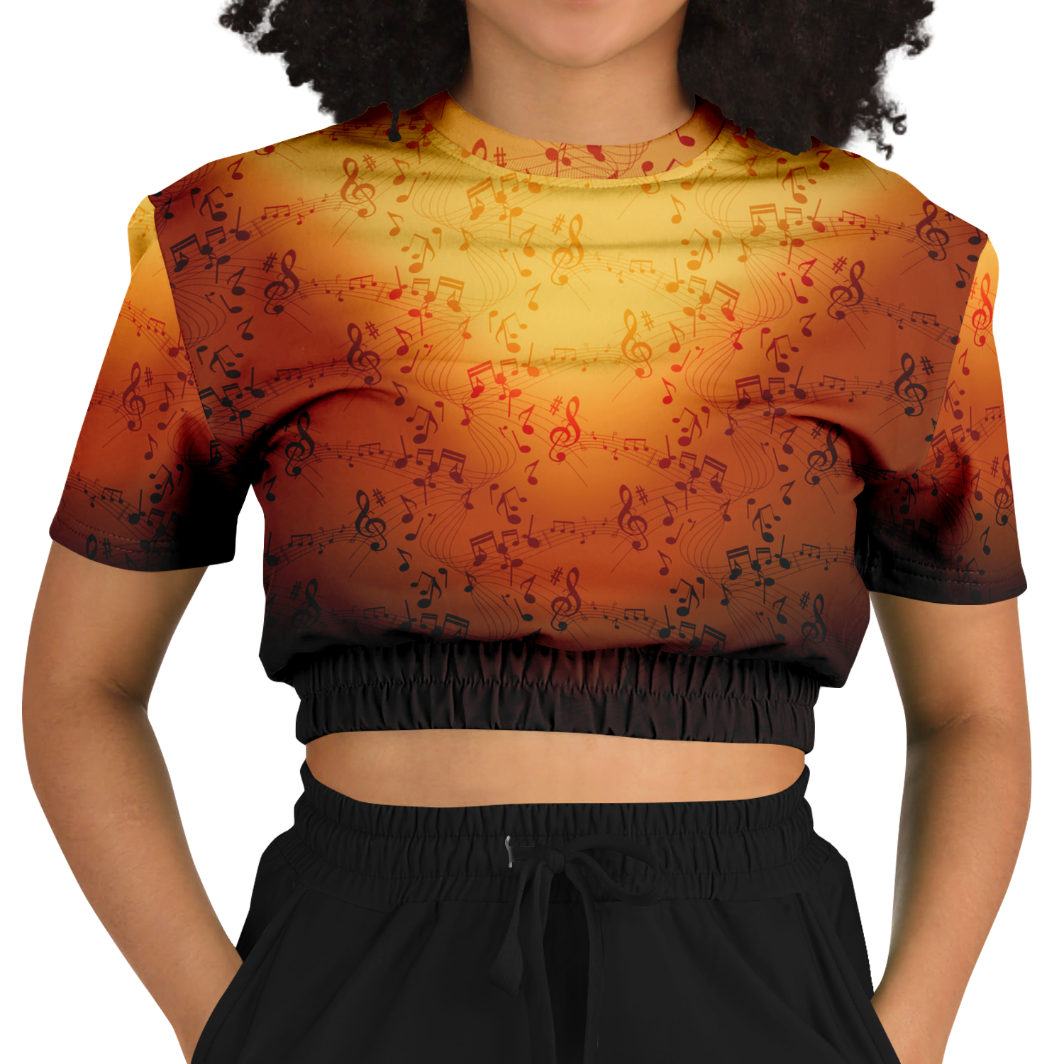 Music Notes Cropped Sweatshirt