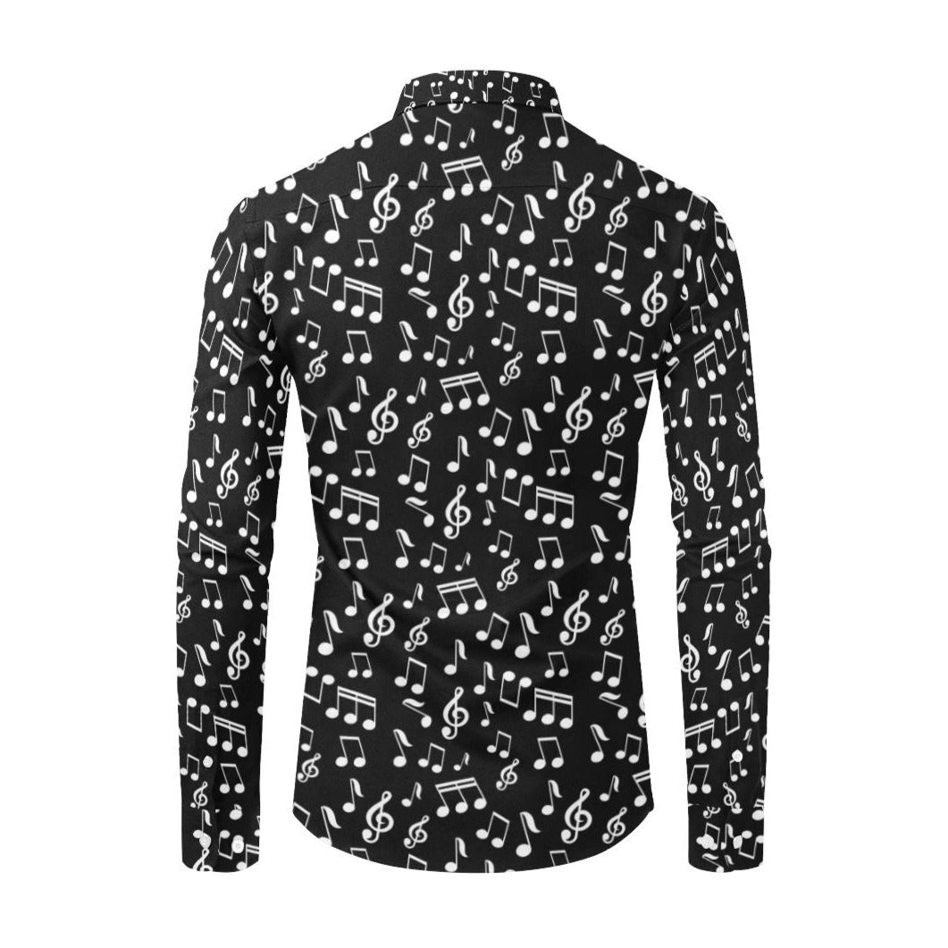 Music Notes Men's Long Sleeve Black Shirt