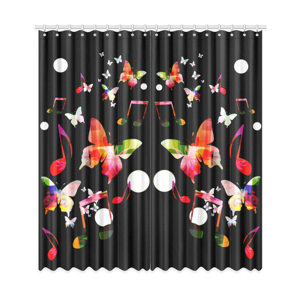 Music Notes Butterfly Window Curtains
