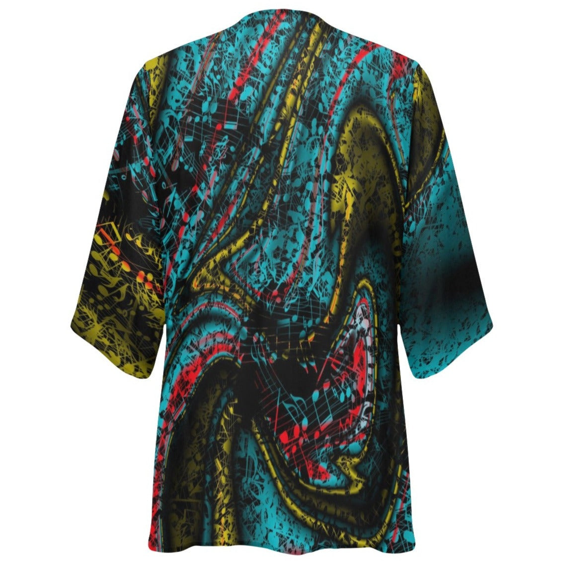 Music Abstract Chiffon Kimono