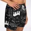 Music Notes Black Shorts