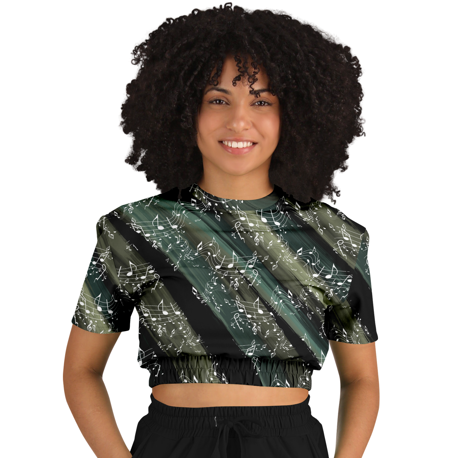 Music Notes Abstract Fix Cropped Sweatshirt