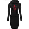 Treble Clef Music Print Hooded Dress