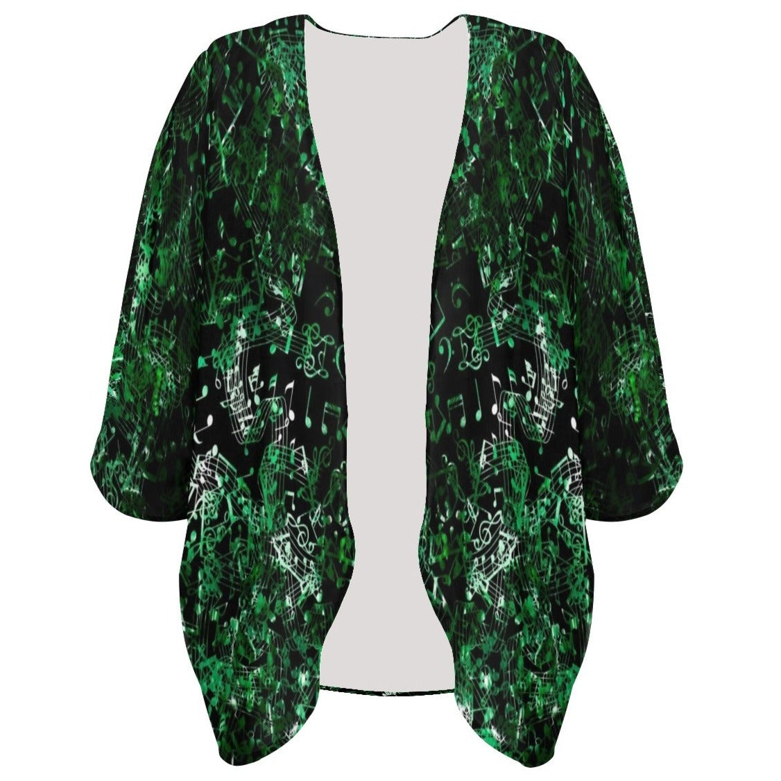 Music Notes Green Chiffon Kimono