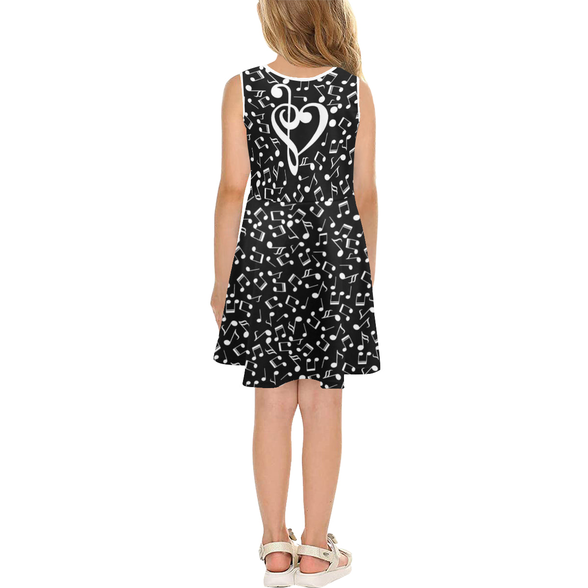 Musical Notes Heart Girl's Sleeveless Sundress