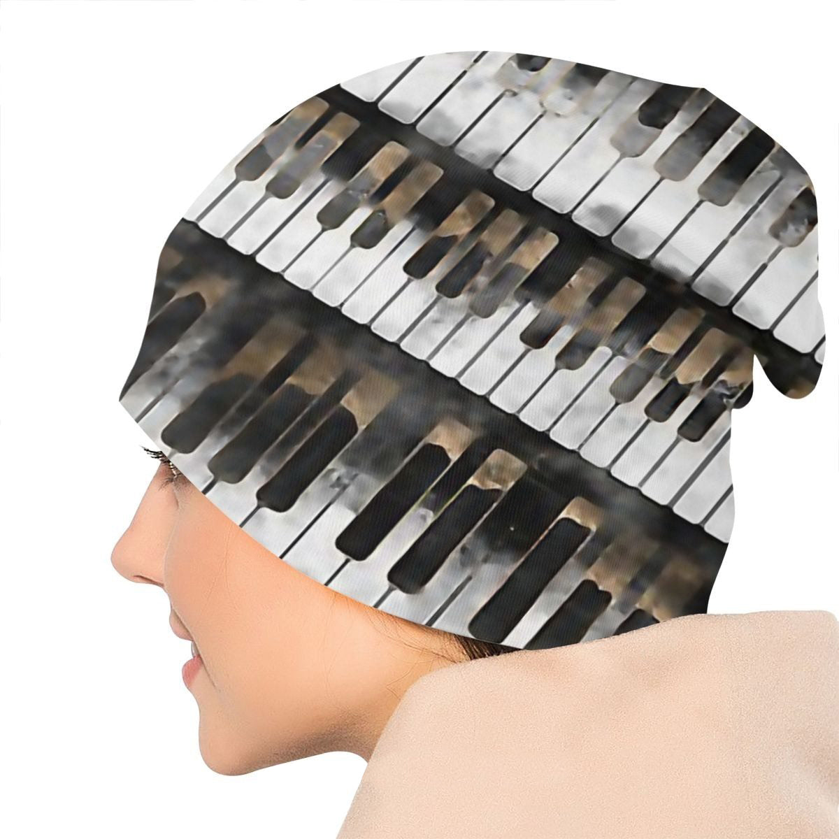 Vintage Piano Keys Print Beanie