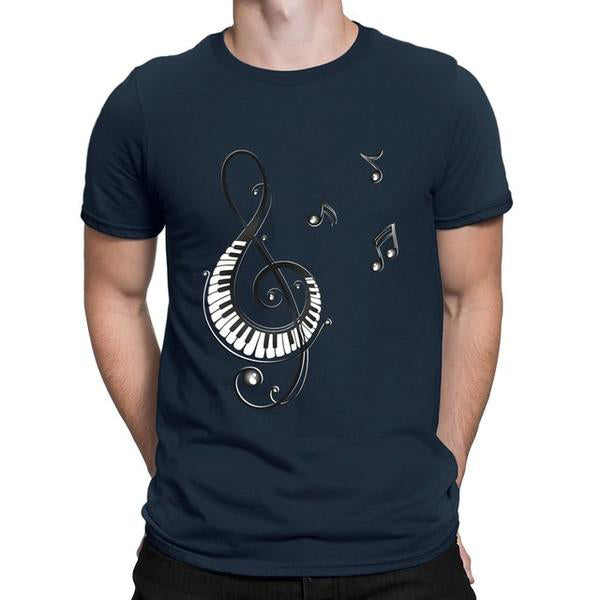 Treble Clef & Piano Design T-shirt